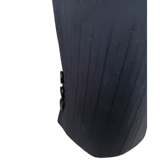 Cecil Gee Navy Blue Blazer Jacket 48 Made in Switzerland Viscose Pinstripe Hole - Picture 11 of 16